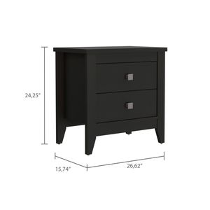 Amara Nightstand Two Drawer <b>Black</b> <b>Wood</b> Storage <b>Side</b> <b>Table</b> For Bedroom - Product Image 5