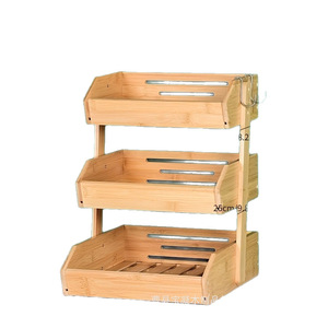 Wooden Storage Rack 30x21x26.5cm 3 Tier Stackable <b>Kitchen</b> Fruit Vegetable Draining Rack - Product Image 5