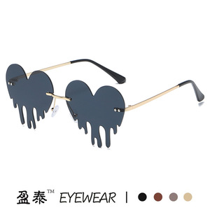 Heart-Shaped Teardrop Sunglasses For Women UV400 Protection Frameless Metal <b>Plastic</b> Party <b>Glasses</b> Class 2 Sunshades - Product Image 2