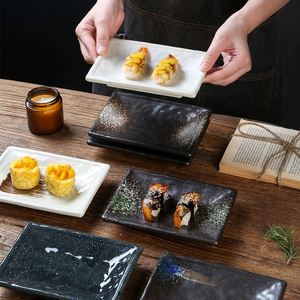 Custom Japanese Retro <b>Ceramic</b> Black Sushi Dishes Dinner <b>Plates</b> Restaurant Steak <b>Plate</b> Creative Rectangular Dish Sushi <b>Plate</b> - Product Image 4