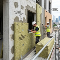 Panneaux modernes en laine de roche haute densité de 50 mm pour système de mur-rideau extérieur