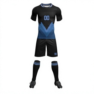 Maillot de football personnalisé sublimé de haute qualité pour adulte, noir, rose, bleu, col rond, anti-transpiration, 100 % polyester, unisexe, manches courtes - Product Image 3