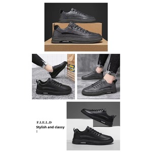 Chaussures de course pour hommes, nouvelle collection automne, imperméables, tendance, polyvalentes, en cuir noir, mode, décontractées, sportives - Product Image 6