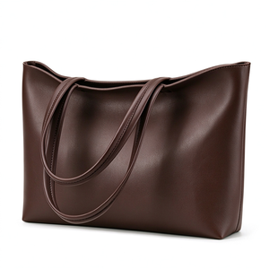 Sac à main décontracté avec logo personnalisé imprimé, fermeture éclair, en similicuir, sac à bandoulière pour femmes, grand sac fourre-tout en cuir pour le travail et les rendez-vous - Product Image 1