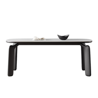 Nouvelle table à manger rectangulaire moderne en bois massif avec plateau en marbre, faite à la main, écologique, ensemble de chaises 6 places pour villa et hôtel, modèle Éléphant