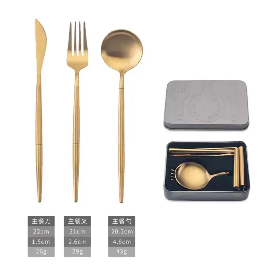 Couteau + fourchette + cuillère-or