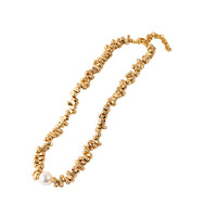 Perhiasan Berlapis Emas Asli Kalung Geometris Fashion Kalung Mutiara Tebal Hadiah Ulang Tahun Wanita