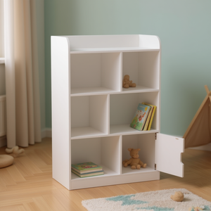 Estantería Organizadora Cúbica Blanca Independiente con 6 Compartimentos, Librería Infantil para Dormitorio, Sala de Estar, Oficina, Armario, Escuela - Product Image 2
