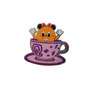 Tinh nghịch Đồng hồ báo thức chơi trong teacup thiết kế men pin tùy chỉnh Nickel kim loại cứng men Pin - Product Image 1