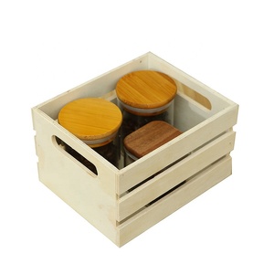 Rustic Nesting Container Bin Wooden Storage Crates Decorative Farmhouse Wood Basket