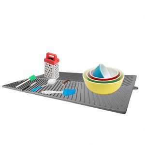 Tapis de séchage en silicone pour vaisselle – Garde les comptoirs de cuisine propres et secs – Doux, durable, facile à ranger – 51,5x41cm – Protection pour égouttoir - Product Image 4