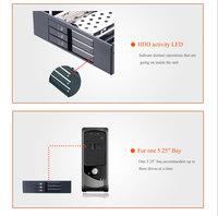 Boîtier en aluminium sans plateau 3 baies 2.5 "SATA SSD/HDD Hot-Swap pour baie de lecteur 5.25"