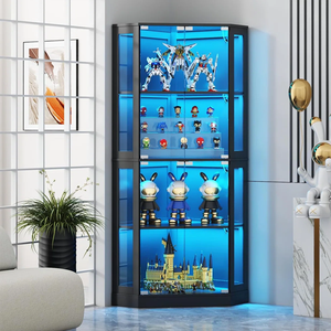 Vitrine d'angle moderne en verre réglable avec éclairage LED multicolore pour usage commercial dans les hôtels et les espaces extérieurs - Product Image 1