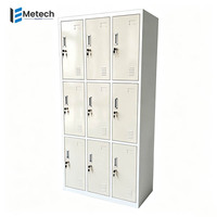 Casier de rangement métallique à 9 portes, armoire en acier pour employés avec serrure à clé pour écoles, gymnases et vestiaires du personnel