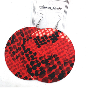 <span class=keywords><strong>Orecchini</strong></span> in legno con motivo a <span class=keywords><strong>serpente</strong></span> in tessuto africano rotondo - Product Image 3
