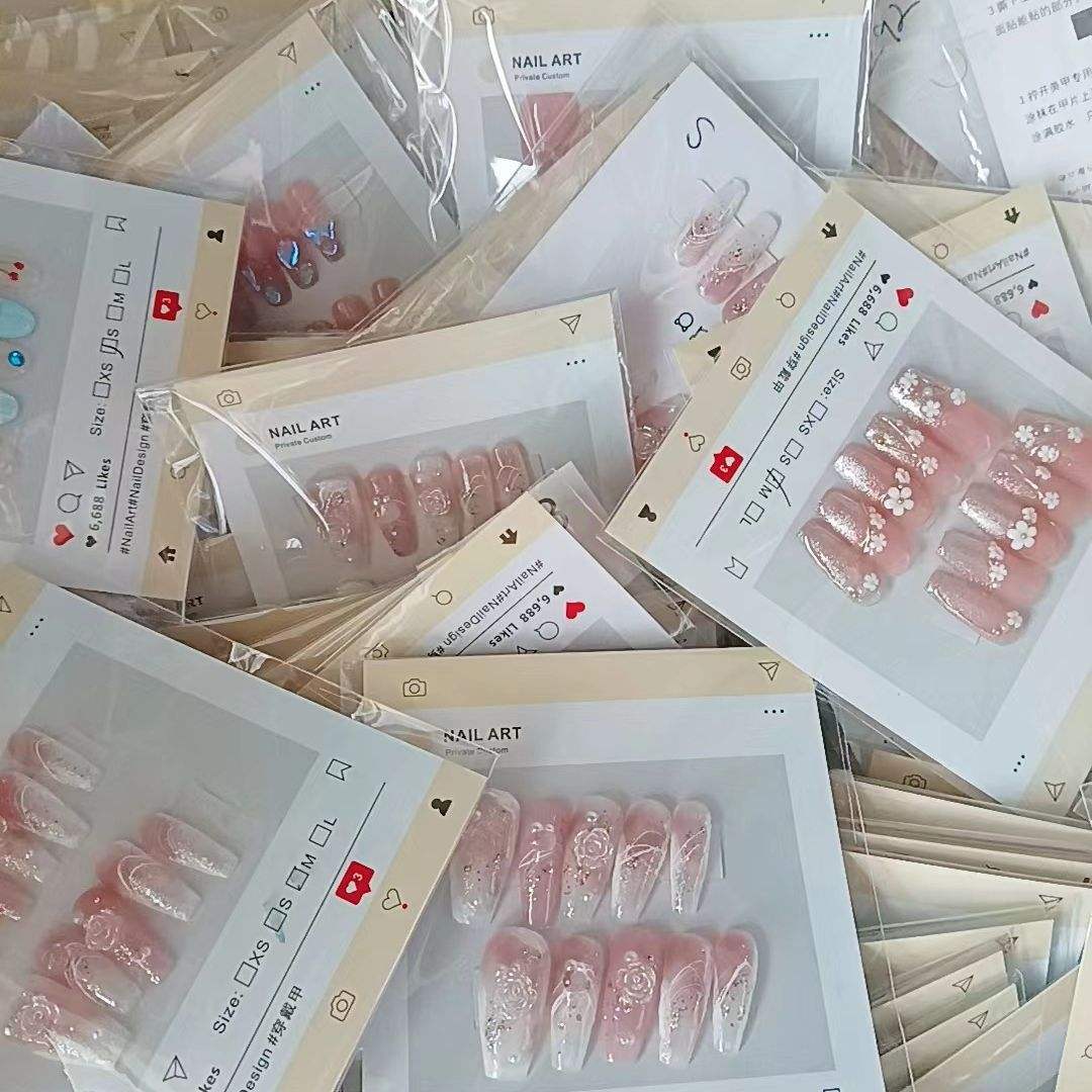 Handmade 10pcs Acrylic Fake Artificial Gel Wear Press on Nails Without Pick Finished Manicure Removable Long-lasting Fake Nails