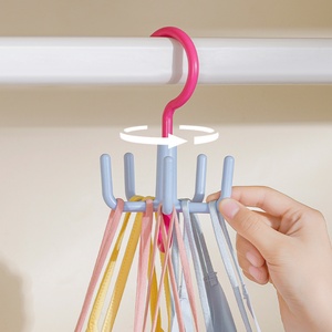 2pcs 360 Degrees Rotatable Organizer with 5 <b>Hooks</b> Rotating Belt Hanger Towels Clothes <b>Plastic</b> Laundry Sock Drying Hanger - Product Image 3