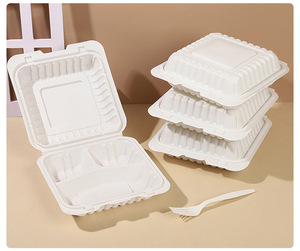 Scatola per Alimenti Usa e Getta Biodegradabile 9x9 Pollici, Contenitore per Pranzo Bento in Amido di Mais - Product Image 3