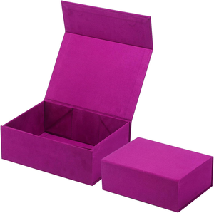 Boîte cadeau pliable en velours violet sur mesure avec fermeture magnétique, boîtes en <span class=keywords><strong>daim</strong></span> pour cadeaux, fêtes nuptiales, mariages, emballage de cadeaux - Product Image 1