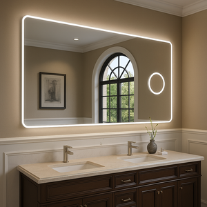 Hiện đại thông minh LED gương ánh sáng nhà máy trực tiếp nổi kính lớn hình chữ nhật không khung phòng tắm IP44 của nhà sản xuất Backlit - Product Image 1