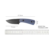 Fabricant professionnel OEM, couteau de chasse tactique à lame fixe de qualité industrielle, petit modèle, manche en lin bleu, nylon/Kydex