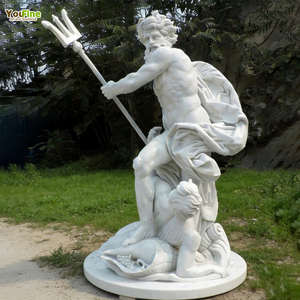 YOUFINE Açık Hava El Yapımı Yunan Taş Bahçe Ürünleri Mermer <span class=keywords><strong>Poseidon</strong></span> Heykelleri - Product Image 1