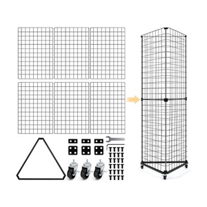 Tùy Chỉnh Di Chuyển Lưới Tấm Tường Tháp Đứng Giá Tam Giác Dây Lưới Bảng Điều Chỉnh Tháp Giá Với Bánh Xe - Product Image 3