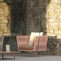 Fauteuil à bascule moderne en rotin à double panier suspendu, balançoire d'extérieur, chaise berceau nid d'oiseau pour cour, balcon, maison