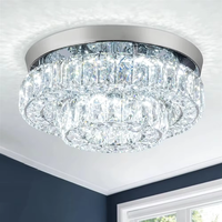 Lustre en cristal de 11,8 pouces, luminaire de plafond à montage encastré à 2 niveaux, LED pour couloir, chambre à coucher