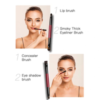 Pinceaux de maquillage rouges professionnels avec logo personnalisé Ensemble de pinceaux de maquillage pour fard à paupières à double extrémité en nylon végétalien