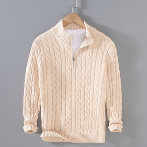 <span class=keywords><strong>Pull</strong></span> tricoté pour homme à col montant, design de <span class=keywords><strong>marque</strong></span>, grande taille, avec fermeture éclair quart de tour, pour l'hiver - Product Image 3