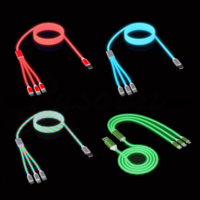 Cable de Carga con Luz LED 3 en 1, Adaptador de Cable de Carga con Luz de Colores, Regalos de Navidad para Teléfono, Impresora, Computadora, Escáner de Código de Barras, Cobre Puro