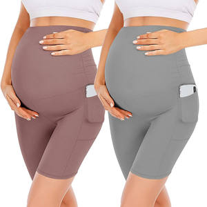 Shorts de maternité avec poches, style biker, pour la <span class=keywords><strong>grossesse</strong></span>, le yoga, l'entraînement actif, leggings extensibles pour femmes enceintes, shorts pour femmes - Product Image 3