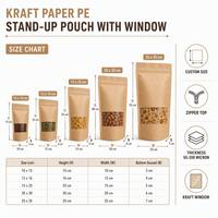 Sachets personnalisés en papier kraft PE avec fenêtre et fermeture éclair pour emballage de noix et aliments secs – Vente en gros