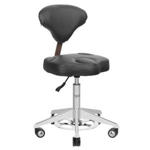 Round Wooden & <b>Leather</b> Modern Beauty Salon bar <b>Stool</b> - Product Image 1
