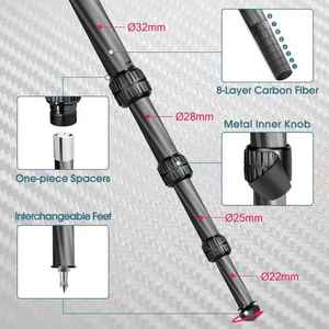 Trépied de voyage compact en fibre de carbone Manbily, tête sphérique réglable, capacité de charge de 10 kg, longueur pliée de 58 cm, libération rapide et facile pour - Product Image 6