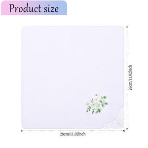 بيع بالجملة منديل صغير ناعم 60s قطن 11*11 بوصة زهرة مطرزة هانكيز مع الدانتيل للنساء - Product Image 2