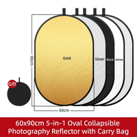 Réflecteur photographique pliable durable 60x90 cm 5-en-1, diffuseur de lumière portable avec sac de transport pour studio et prise de vue en extérieur