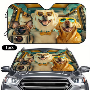 Pare-soleil de <span class=keywords><strong>voiture</strong></span> en aluminium OEM avec motif de chiens amusants, <span class=keywords><strong>protection</strong></span> UV universelle <span class=keywords><strong>pour</strong></span> pare-brise avant avec impression de chiots mignons <span class=keywords><strong>pour</strong></span> la conduite - Product Image 1