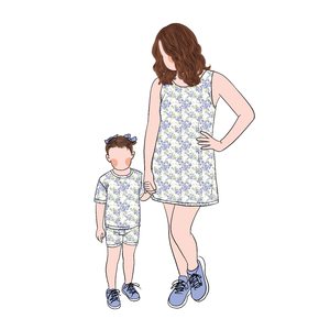 Su misura di bambù estate mamma e io famiglia abbinati abiti per bambine pantaloncini a manica corta Set per bambino e madre - Product Image 5