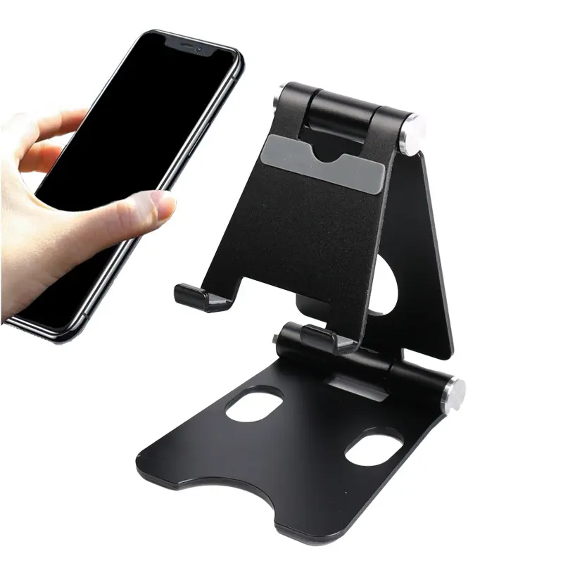 Hoge Kwaliteit Prijs Voordeel Dubbele Opvouwbare Verstelbare Aluminium Mobiele Telefoon Houder Desktop Tablet Mobiele Telefoon Stand