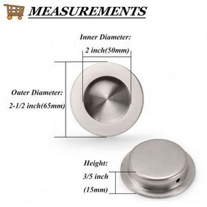Manija de Puerta Redonda Empotrada de Acero Inoxidable, Diseño Contemporáneo, Fácil Instalación, Herraje para Muebles - Product Image 2