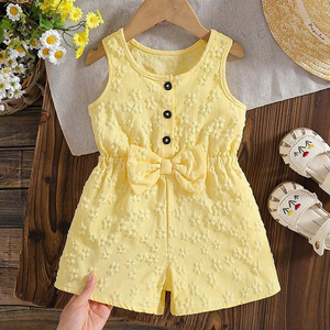 <span class=keywords><strong>Ropa</strong></span> Infantil al por Mayor, Bonito Mono de Tirantes con Estampado Floral y Lazo para Bebés Niñas, <span class=keywords><strong>Conjunto</strong></span> de <span class=keywords><strong>Ropa</strong></span> para Recién Nacidos - Product Image 1