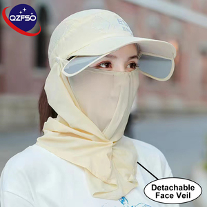 Custom Insect Repellent Detachable Face Veil Extendable Brim Breathable Mesh Design Hat Unisex Baseball Cap For Outdoor Safari - Product Image 1