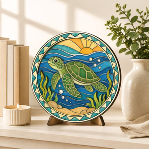 OCHOICE Kit d'art en bois multicouche <span class=keywords><strong>tortue</strong></span> marine en gros, découpe laser, ensemble <span class=keywords><strong>de</strong></span> peinture DIY, thème océan, décoration murale pour la maison, cadeau fait main - Product Image 6