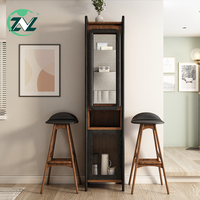 Table de bar pliable en bois avec rangement pour vin, comptoir de bar réglable, meuble à vin peu encombrant
