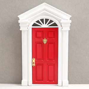 Puerta exterior para <span class=keywords><strong>casa</strong></span> <span class=keywords><strong>de</strong></span> <span class=keywords><strong>muñecas</strong></span> 1:12/<span class=keywords><strong>casa</strong></span> en miniatura DIY <span class=keywords><strong>con</strong></span> parte superior puntiaguda, pilares dobles, puerta <span class=keywords><strong>de</strong></span> 6 paneles, puerta colorida - Product Image 4