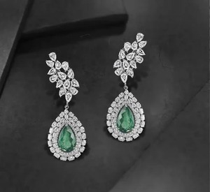 Best Quality Moissanite Engagement <b>Earrings</b> For Women Designed For Engagement Ceremonies Wedding Functions For Sale - Product Image 2