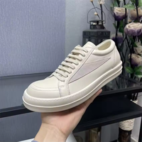 En stock Chaussure décontractée unisexe basse noire à lacets en cuir Owens de luxe à semelle épaisse