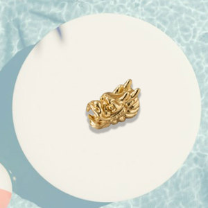 Cuentas de aleación chapadas en oro con cabeza de dragón para pulseras, suministros para hacer joyería DIY, orificio redondo de 12 mm - Product Image 4